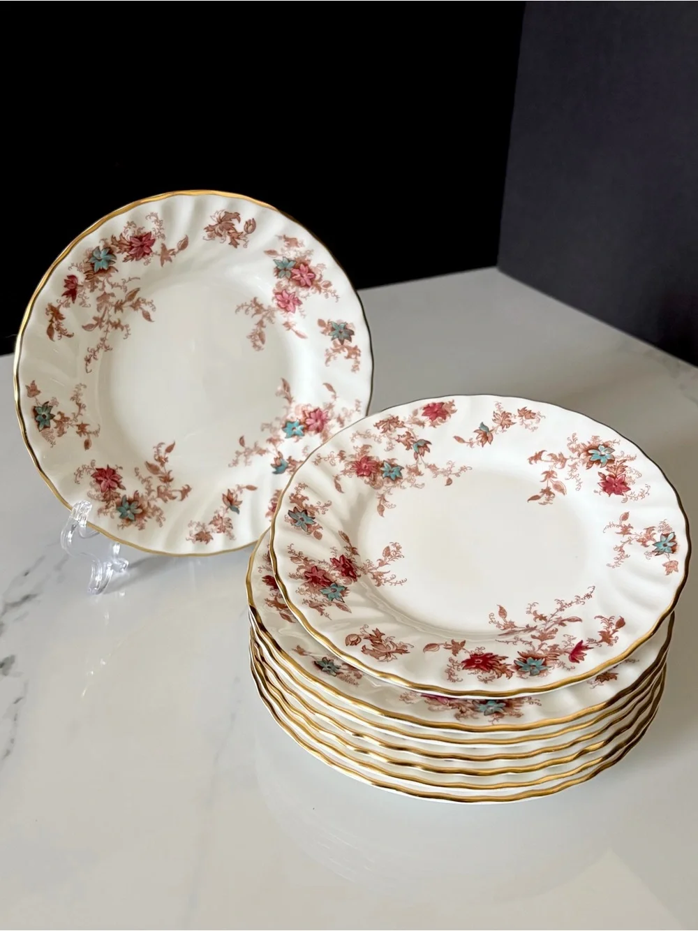 SET of 8 Bread Plates - Ancestral by Minton